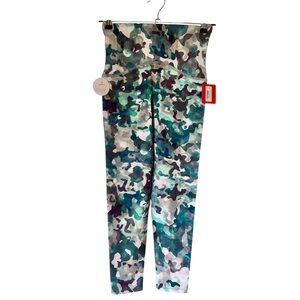 Spanx Booty Boost 7/8 Leggings Camouflage High Rise Blue Green Size Small NWT